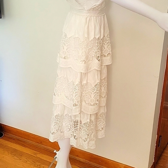 FARM Rio | Dresses | Farm Rio Off White Richelieu Midi Dress | Poshmark